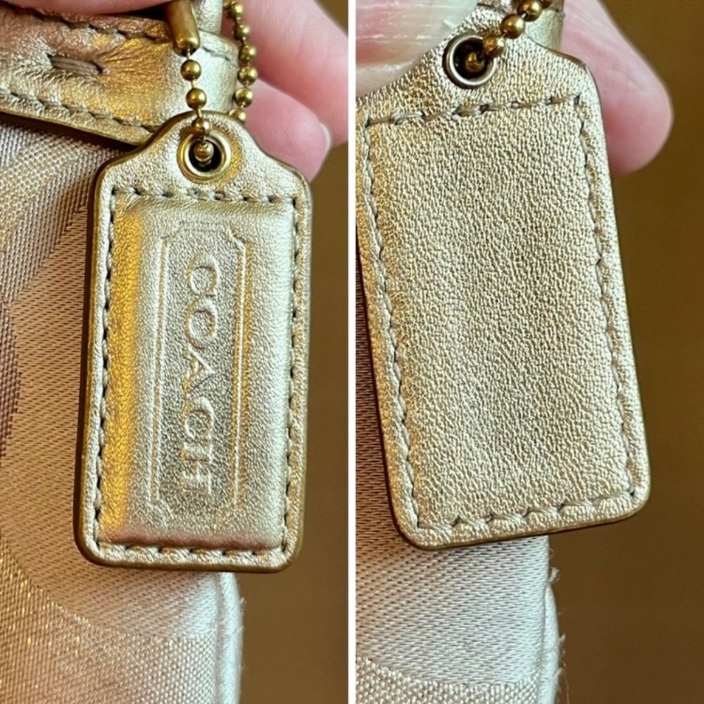 Coach Signature Tan/Metallic Gold Crossbody #M1176-F18478 EXCELLENT CONDITION - Picture 9 of 15
